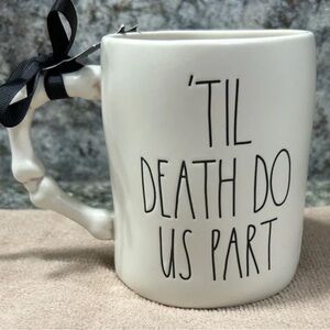 Rae Dunn White Skeleton Handle Mug Goth /Halloween